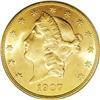1907-D $20 MS65 PCGS. Gem Liberty double eagles, espec