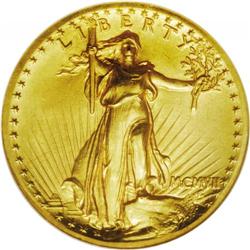 1907 $20 High Relief, Wire Rim PR65 NGC. A magnificent