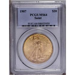 1907 $20 Arabic Numerals MS64 PCGS. Lovely mint-green