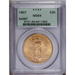 1907 $20 Arabic Numerals MS64 PCGS. Popular first year