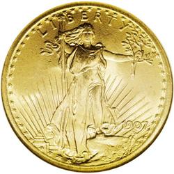 1907 $20 Arabic Numerals MS65 NGC. Sharply struck, wit