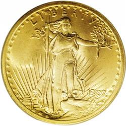 1907 $20 Arabic Numerals MS65 PCGS. Like nearly all ex