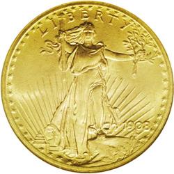 1908 $20 No Motto MS66 NGC. This is a splendid Premium