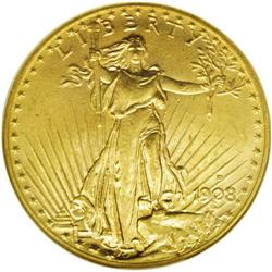 1908-D $20 Motto MS65 NGC. Twenty years ago a large ho