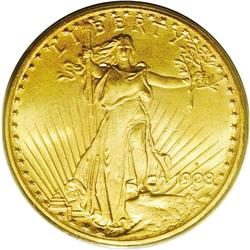 1908-S $20 MS64 PCGS. All San Francisco Mint double ea