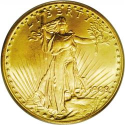 1909/8 $20 MS66 PCGS. Both sides exhibit dynamic satin