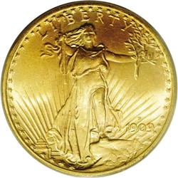1909-S $20 MS65 PCGS. This date is one of the most ava