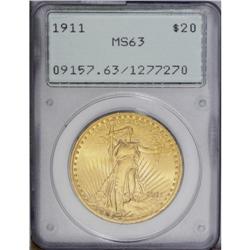 1911 $20 MS63 PCGS. A reasonably struck double eagle t