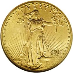 1911-D $20 MS66 NGC. The 1911-D is a common coin in Un