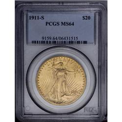 1911-S $20 MS64 PCGS. The surfaces are matte-like in a