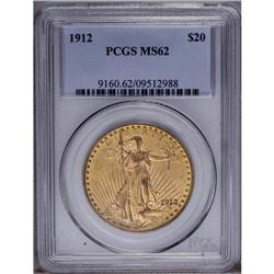 1912 $20 MS62 PCGS. Boldly struck with somewhat subdue