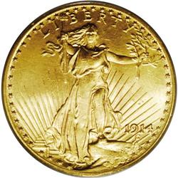 1914 $20 MS64 PCGS. Mint State 1914 double eagles are