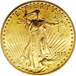 1915 $20 MS64 PCGS. A bold striking with characteristi
