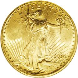 1916-S $20 MS65 NGC. One of the more available mintmar