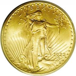 1922 $20 MS65 PCGS. Because of their temporary residen