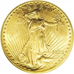 1922-S $20 MS62 PCGS. Imports of this once-rare issue