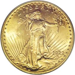 1922-S $20 MS63 PCGS. Lovely coloration, the peripheri