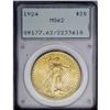 Image 1 : 1924 $20 MS62 PCGS. A beautiful canary-gold double eag