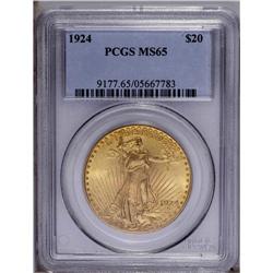 1924 $20 MS65 PCGS. Satiny and predictably smooth with