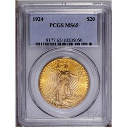1924 $20 MS65 PCGS. This fabulous Gem displays radiant