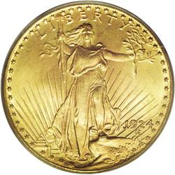 1924 $20 MS66 PCGS. A lovely Gem Saint-Gaudens twenty