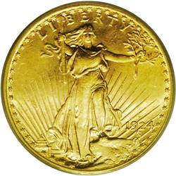 1924-D $20 MS62 PCGS. A better-date issue that is quit