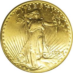 1924-D $20 MS64 PCGS. Although most of the more than 3