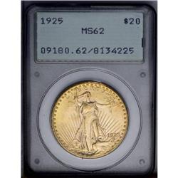1925 $20 MS62 PCGS. Jaw dropping luster radiates the d