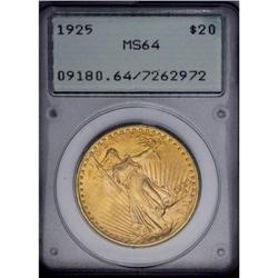 1925 $20 MS64 PCGS. Worthy of a premium bid with smoot