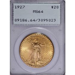 1927 $20 MS64 PCGS. This khaki-gold twenty dollar piec