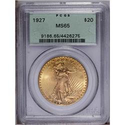 1927 $20 MS65 PCGS. Subtle light green and pale pink u