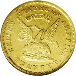 1853 $20 Assay Office Twenty Dollar, 884 Thous. XF45 N