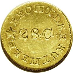 (1837-42) G$1 C.Bechtler Dollar, N Reversed AU58 NGC.