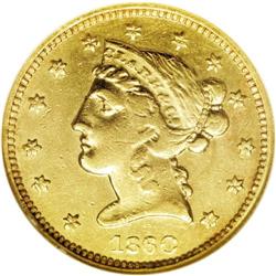 1860 $5 Clark, Gruber & Co. Five Dollar AU58 NGC. Kagi