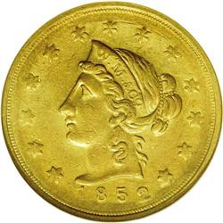 1852 $10 Wass Molitor Ten Dollar, Large Head AU58 NGC.