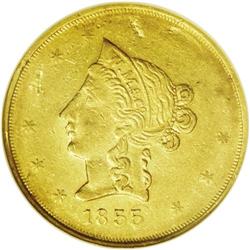 1855 $10 Wass Molitor Ten Dollar AU55 NGC. K-6, R.5. T