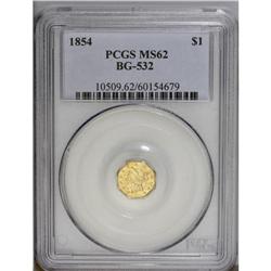 1854 $1 Liberty Octagonal 1 Dollar, BG-532, Low R.4, M