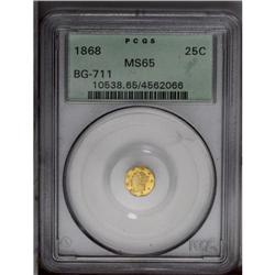 1868 25C Liberty Octagonal 25 Cents, BG-711, R.4, MS65