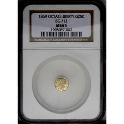1869 25C Liberty Octagonal 25 Cents, BG-712, High R.4,