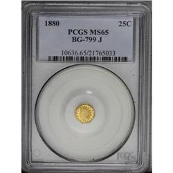 1880 25C Indian Octagonal 25 Cents, BG-799J, R.3, MS65