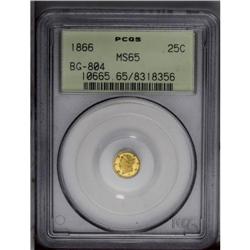 1866 25C Liberty Round 25 Cents, BG-804, R.4, MS65 PCG