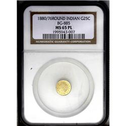 1880/76 25C Prooflike. Indian Round 25 Cents, BG-885,