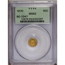 1870 50C Goofy Head Round 50 Cents, BG-1047, High R.4,