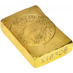 1000 MS AU50 Uncertified. 1967 New York Assay Office Gold Ingot.