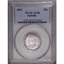 1893 25C Isabella Quarter AU58 PCGS. Sharply struck an 1893[25C] Isabella Quarter AU58 PCGS.