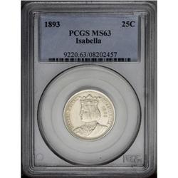 1893 25C Isabella Quarter MS63 PCGS. Well preserved su 1893[25C] Isabella Quarter MS63 PCGS.
