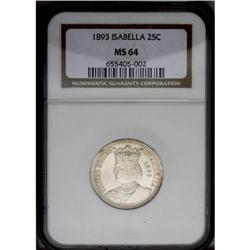 1893 25C Isabella Quarter MS64 NGC. Well struck with p 1893[25C] Isabella Quarter MS64 NGC.