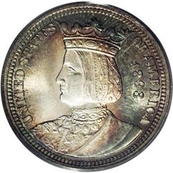 1893 25C Isabella Quarter MS66 PCGS. Blazing white lus 1893[25C] Isabella Quarter MS66 PCGS.