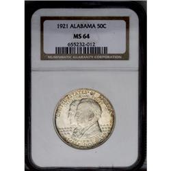 1921 50C Alabama MS64 PCGS. Lustrous surfaces are visi 1921[50C] Alabama MS64 PCGS.