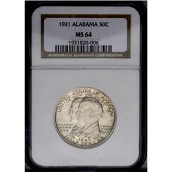 1921 50C Alabama MS64 NGC. Typically struck with satin 1921[50C] Alabama MS64 NGC.